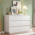 6 Drawer Dresser for Bedroom, 47" Wide Dresser with Large Storage, Rustic Wooden Chest of Drawers for Bedroom, Hallway, White