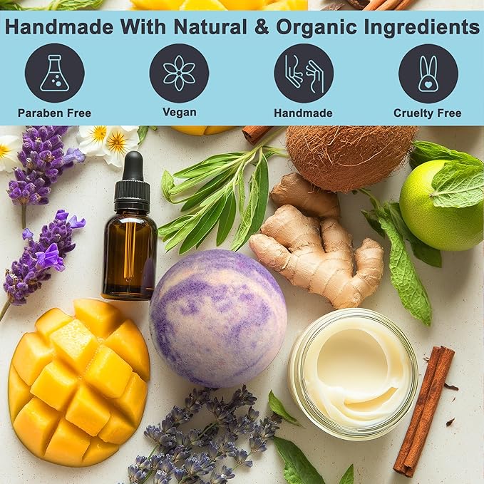Luxury Bath Bombs for Men - Gift Set of 24 Bathbombs with Organic Essential Oils - Natural Vegan Soap for Moisturizing Fizzy Bubbles