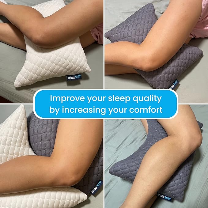 Sidney Sleep Set of 2 Mini Travel Size Neck Pillows - Knee Pillow - Back Lumbar Support - Curved Bed Pillow - 14 x 19 Inches - Adjustable Loft - Carry Backpack Included (Grey 2 Pack Mini)