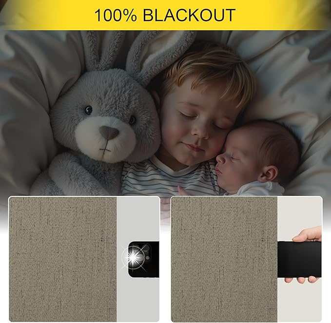 Pitalk Taupe Blackout Curtains 84 Inches Long for Bedroom 2 Panel Burg Linen Textured Room Darkening Drapes Thermal Insulated Dark Brown Curtains for Living Room Window Modern Farmhouse 84 Inch Length
