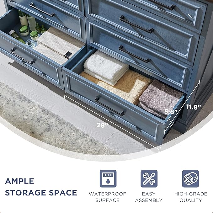 JXQTLINGMU 9 Drawers Dresser for Bedroom, Farmhouse 52'' Wide Dressers & Chests of Drawers w/Roman Column, Large Storage Dressers Organizer for Bedroom Hallway, Blue