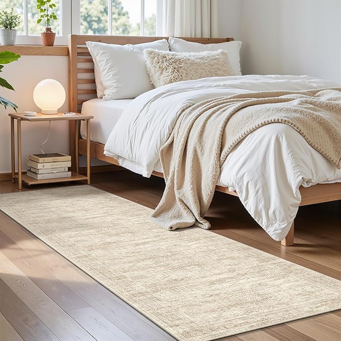 Runner Rug 2'x8' Washable Non-Slip Runner Rugs for Kitchen Bathroom Laundry Room Beige Vintage Floor Carpet Runners for Hallway Entryway