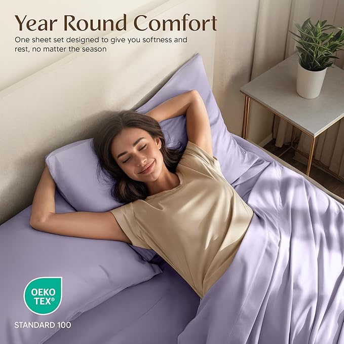Utopia Bedding Queen Sheet Set – 4 Piece Bed Sheets for Queen Size Bed, Soft and Breathable Microfiber, Includes 1 Fitted Sheet, 1 Flat Sheet and 2 Pillowcases (Lavender)