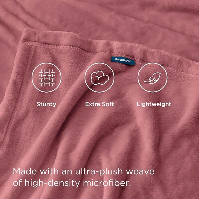 Bedsure GentleSoft Fleece Bed Blankets Queen Size Dusty Rose - Soft Lightweight Plush Fuzzy Cozy Luxury Blanket Microfiber, 90x90 inches