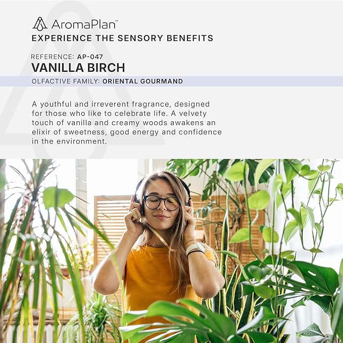 AromaPlan Hotel Scents Vanilla Birch 5 Fl Oz (148ml), Home Luxury Aroma & Hotel Fragrance Diffuser Oil- Hotel Diffuser Oil for Aromatherapy- USA Made, Bigger Bottle, Bolder Aroma & Longer Lasting