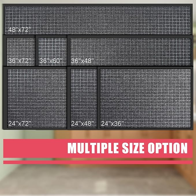 Kuyal Front Door Mat, 3'*4' Door Mat for Inside Outside Entrance,Waterproof Welcome Mats with Non-Slip Backing, Indoor Outdoor Entryway, Commercial Floor Mats, Durable & Easy to Clean, Dark Gray