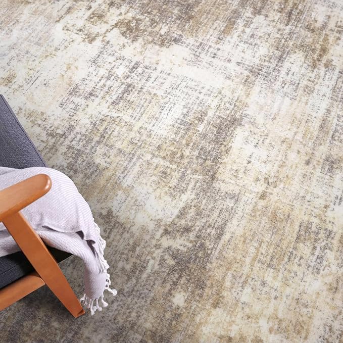 IOHOUZE Abstract Runner Rug 3x20 Ft Extra Long Washable Runners for Hallways, Non Slip Kitchen Runner Printed Faux Wool Entryway Runner Indoor, Modern Abstract Floor Carpet for Hall Stair, Beige Brown