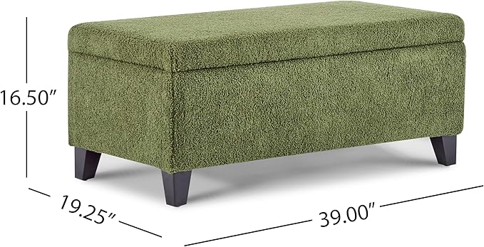Storage Ottoman with Flip-Top Lid, Sturdy Birch Wood Legs, Footrest Bench with Ample Storage for Blankets, Pillows, Shoes, Extra Seating for Living Room, Bedroom, Entryway,Dark Brown+Green