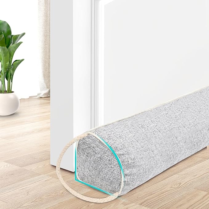 TORRAMI Under Door Draft Stoppers 30 Inch, Heavy Triangle Stop Draft Block Cold Air/Wind/Breeze Noise Blocker Door Sweeps Weather Stripping Bottom Seal Light Gray