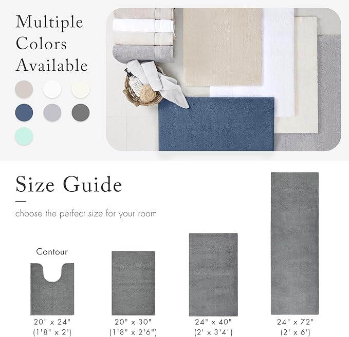 Madison Park Marshmallow Bathroom Rug Non Slip, Luxrurious Plush Bath Mat, Absorbent, Quick Dry, Spa Design Bath Room Décor, 20x24, Grey
