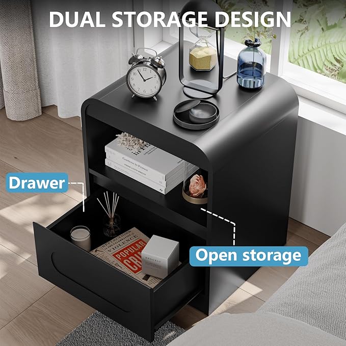 3 Piece Bedroom Set, Dresser and Nightstand Sets for Bedroom, Wood 6 Drawer Dresser & Night Stand Set of 2, Wide Chest of Drawers Modern Storage Cabinet Bedroom Furniture Set (Black)