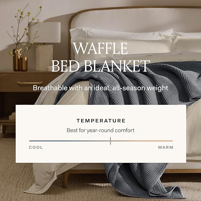 BOLL & BRANCH Waffle Bed Blanket - Twin/Twin XL, Juniper - Luxury 100% Organic Cotton - Soft, Lightweight and Breathable - Textured Waffle Weave