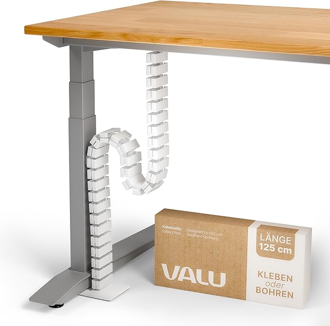 VALU Cable Management Spine – 49 Inch Cable Organizer for Standing & Fixed Desks – Sturdy & Flexible with Magnetic Link – Cord Management System Under Desk with Steel Base & Non-Slip Pads