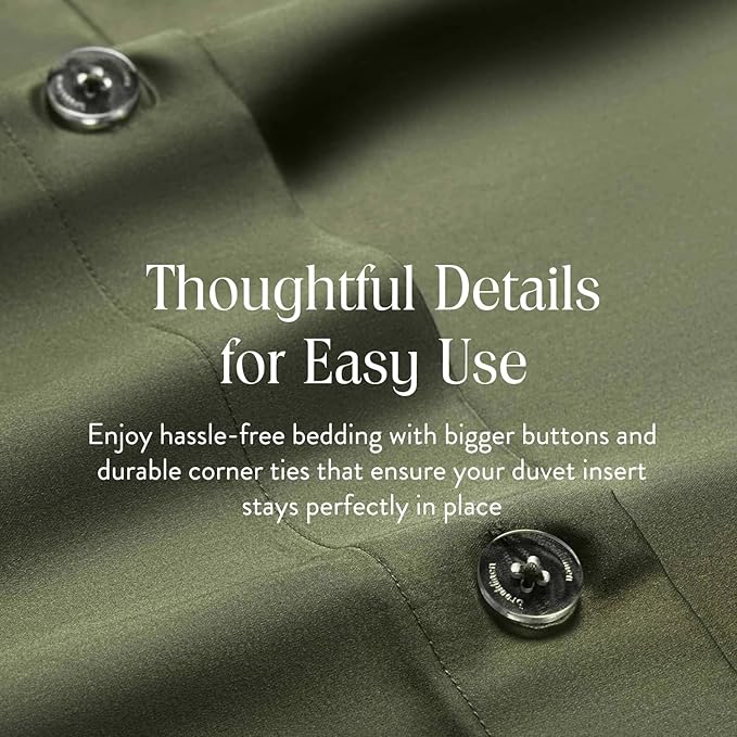 Brooklinen Luxury Sateen Duvet Cover - 100% Cotton, King/California King Size in Fresh Moss Green with Extra-Long Corner Ties and Button Closure - Best King/Cali King Duvet Covers