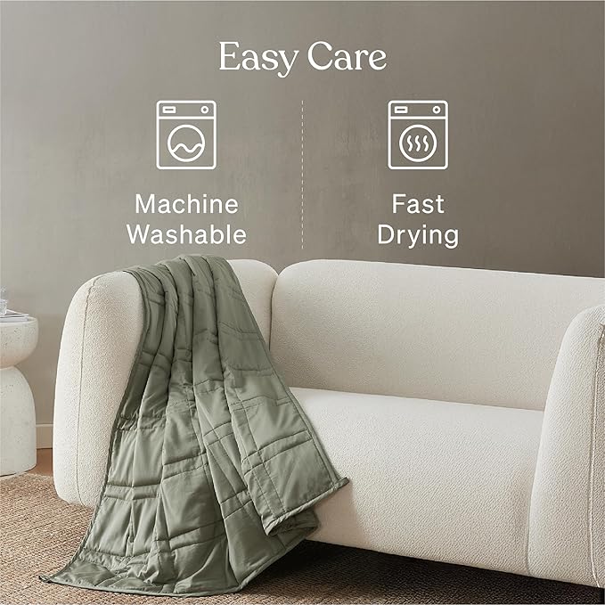Baloo Weighted Blanket for Adults 20 lb (Moss, 60"x80") | Cool & 100% Cotton | Machine Washable & Dryer Safe | Glass Microbead Fill