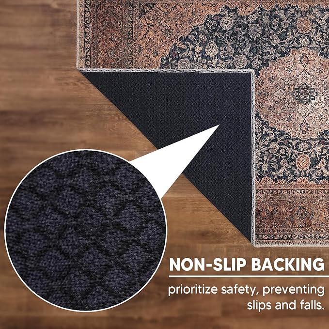 Keen Home Design 2x10 Rug - Machine Washable Runner Rug with Non-Slip Backing, Ideal for Hallway, Entryway, Kitchen, Laundry Room - Vintage, Easy Clean, Durable, Low Pile - (2'6" x 10')