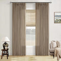Pinch Pleated Neutral Linen Curtains 84 Inches Long 2 Panels Set for Living Room Dining Pinch Pleat Back Tab Light Filtering Farmhouse Boho Retro Window Curtain Drapes 84 Inch Length Latte Tan Brown