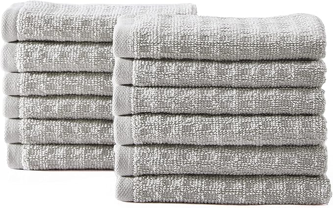 Tommy Bahama - Washcloths, Soft & Absorbent Cotton Towels, Low Linting & Fade Resistant, Oeko-Tex Certified (Northern Pacific Grey, 12 Piece)