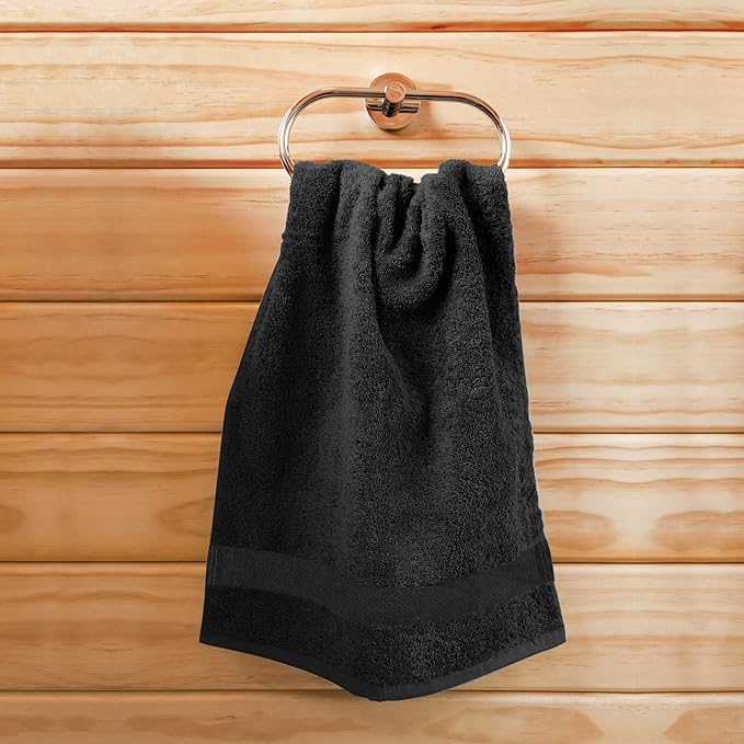 Utopia Towels, Salon Towel, Pack of 24, Not Bleach Proof, 16 by 27 Inches, Highly Absorbent Cotton Towels for Hand, Gym, Beauty, Spa, and Home Hair Care, Black