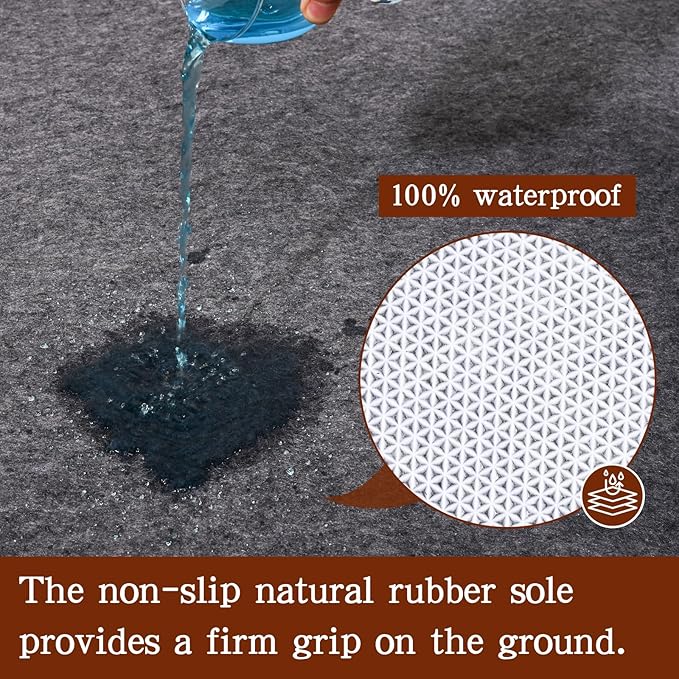 Rug Pad Waterproof Non-Slip 10x14 ft, 1/8" Thick Felt Cushion Pad for Area Rugs – Protects Hardwood, Tile & Laminate Floors – Keeps Rugs Flat & Secure