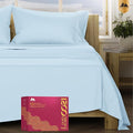 Mayfair Linen 100% Egyptian Cotton Full Size Bed Sheets - Luxury 1200 Thread Count Egyptian Cotton Sheets Full Size Bed Set (4 PC, Light Blue), Soft, Cooling, 17" Deep Pocket Sateen Weave Bedding