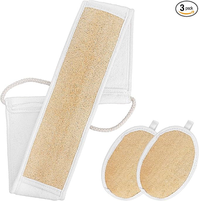Natural Loofah Back Scrubber for Shower Back Exfoliator Luffa Exfoliating Bath Strap loofah Backs Scrubbers Baths Sponge Bath Shower Scrubber for Men and Women Deeply Clean Invigorate Your Skin