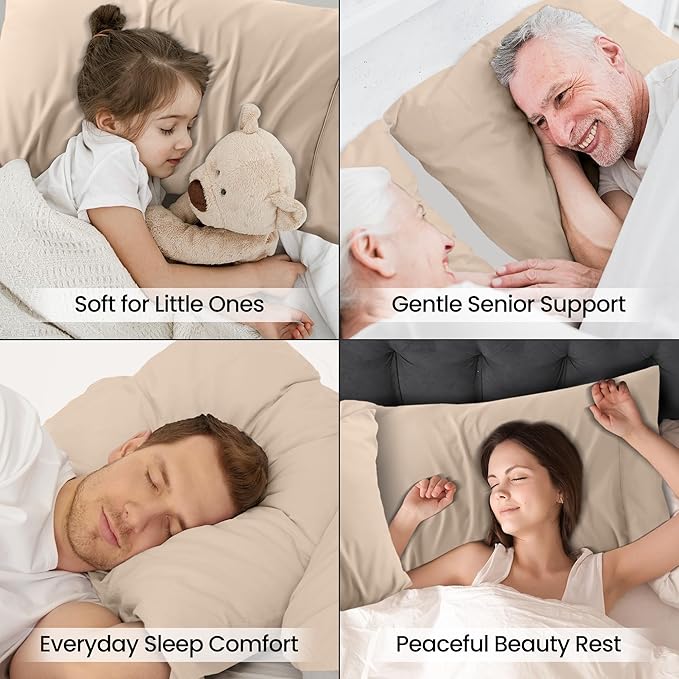 Pillow Covers by Utopia Bedding - Queen Size 2-Pack – Soft Brushed Microfiber – Perfect for Hospitals, Hotels, Guest Rooms – Oeko-TEX Certified, 20x30 Inches (Beige)