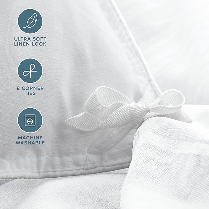 Bare Home Microfiber Duvet Cover Set - Ultra Soft Washed Microfiber - King/California King - Linen-Like Look - Easy Care - Breathable Fabric - Our Softest Duvet Cover Set (King/Cal King, White)