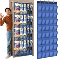 Windyun 40 Large Over the Door Hanging Shoe Organizer Navy Blue Mesh Pockets Shoe Rack for Closet Behind Door Hanger Storage Holder Nonslip for Cruise Essentials, Dorm Room Storage, Utility Room