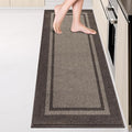 Kitchen Rugs 24" x 84", Non-Slip Machine Washable Kitchen Runner Rugs Floor Mats, Absorbent Comfort Standing Mats for Kitchen, Sink, Laundry and Hallway, Rolled Packaging, Grayish Brown & Coffee