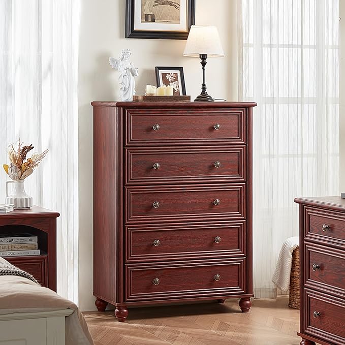 Farmhouse Dressers & Night Stand Set of 4, Wood 54" Wide Dresser & 45" Tall Chest of Drawers, 18" with Charging Station Nightstand Set of 2, Bedroom Furniture Dresser Set for Home Living Room Hallway