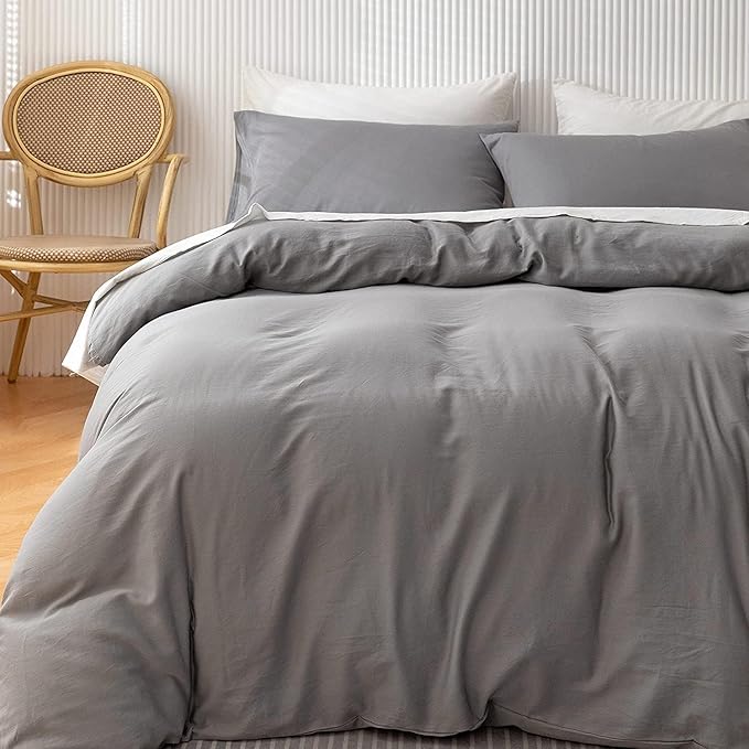 1000 Thread Count King Duvet Cover 100% Egyptian Cotton Hotel Luxury Quality 1 Piece Comforter Cover All Season Breathable Zipper Closure & Corner Ties (Cal King/King, Light Grey)