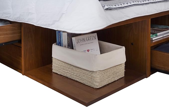 memomad Bali Storage Platform Bed with Drawers (King Size, Caramel Brown Wood)