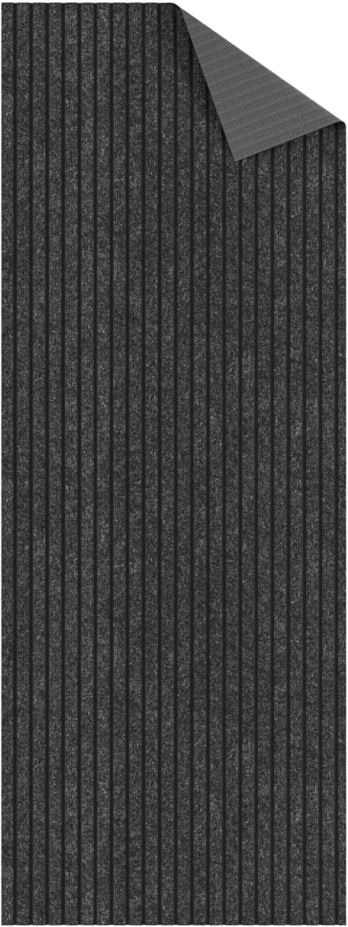 Ottomanson Ribbed Design Non-Slip Rubberback 2x5 Indoor/Outdoor Runner Rug for Hallway, Kitchen, Living Room, Garage, Patio, 2' x 5', Black (Pack of 2)