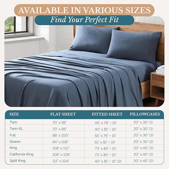 Casa Platino Bedding Sheets & Pillowcases, Pre-Washed Sheet Full Size, Fade Resisitant Cozy Full Size Sheets, 100% Hydro-Brushed Microfiber, Full Sheet fits up to 15 inch Mattress- Estate Blue