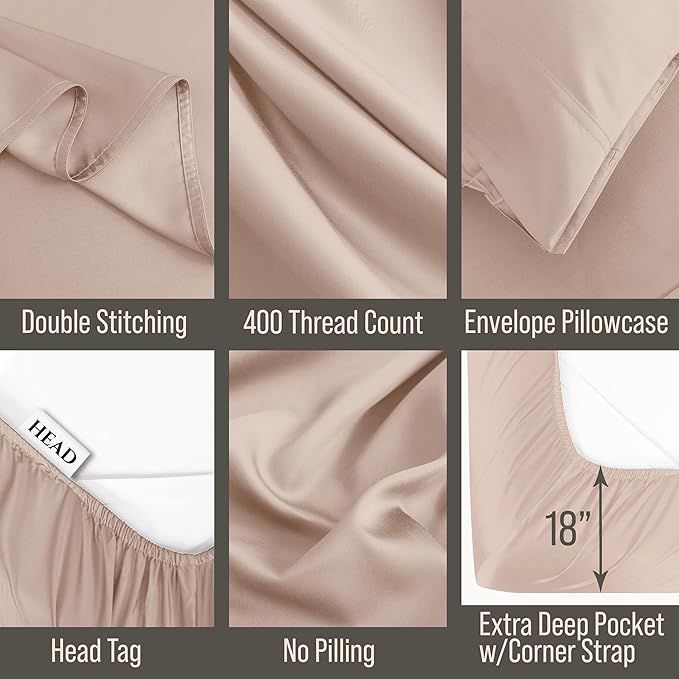 Bella Coterie Luxury Bamboo Viscose Twin Size Sheet Set | 100% Organically Grown | Ultra Soft | Cooling for Hot Sleepers | 18" Deep Pocket [Dusty Rose]