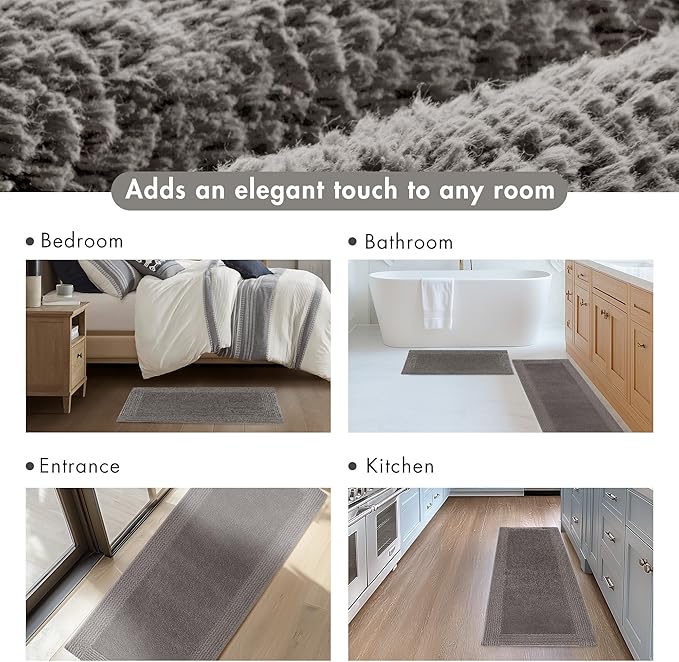 Madison Park Splendor Reversible 100% Cotton Tufted Bathroom Rug-3000 GSM Hotel Quality Luxurious Plush Medium Pile Bath Mat Absorbent, Quick Dry, Shower Room Décor, 17x24 Charcoal