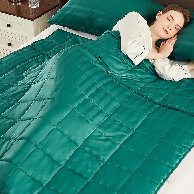 Weighted Blanket Twin Size (48"x72" 20lbs),Ultra Soft and Cozy Cooling Weighted Blanket Twin Size for Adult,Heavy Blanket with Machine Washable Soft Blanket, Green