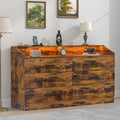 6 Drawer Dresser with Power Outlet, Chest of Drawers with LED Light, Modern Dresser with Open Storage Cubby, Double Wide Dressers Organizer for Bedroom, Living Room, Entryway, Hallway