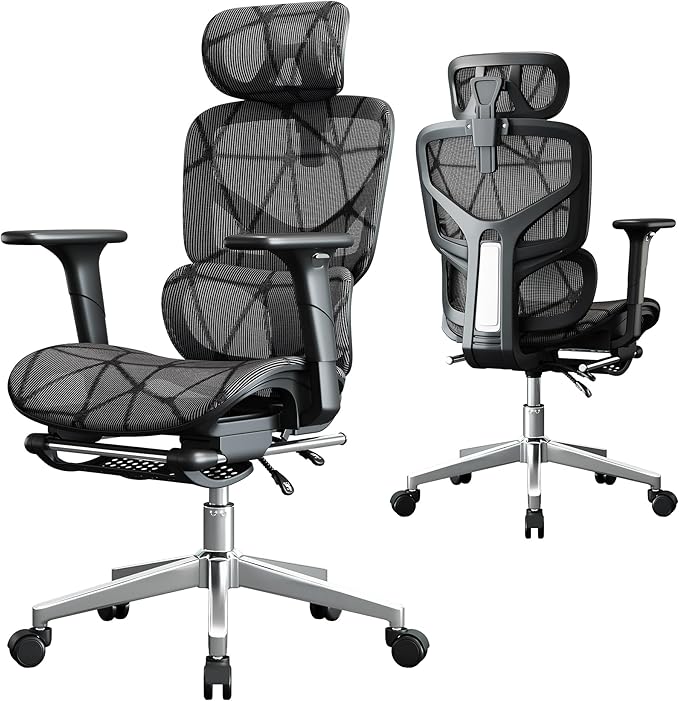 Office Chair with 3D Adjustable Lumbar Support,Ergonomic Computer Chair,Adjustable Headrest and Armrests, 400lbs Capacity,Tilt-Swivel,Premium Mesh Desk Chair for Office,Home & Gaming (Black)