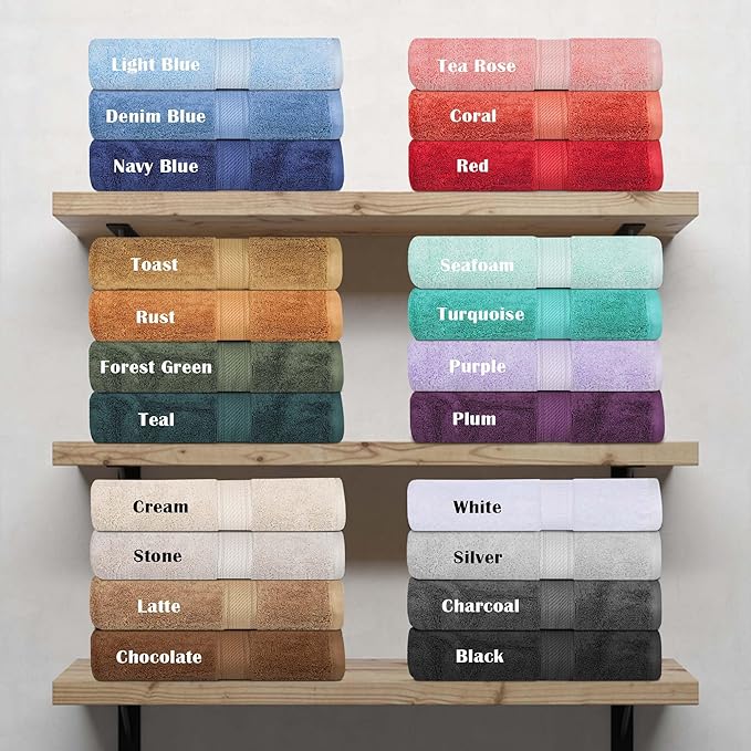Superior Egyptian Cotton Pile 10 Piece Towel Set, Includes 2 Bath, 4 Hand, 4 Face Towels/Washcloths, Ultra Soft Luxury Towels, Thick Plush Essentials, Guest Bath, Spa, Hotel Bathroom, Cream