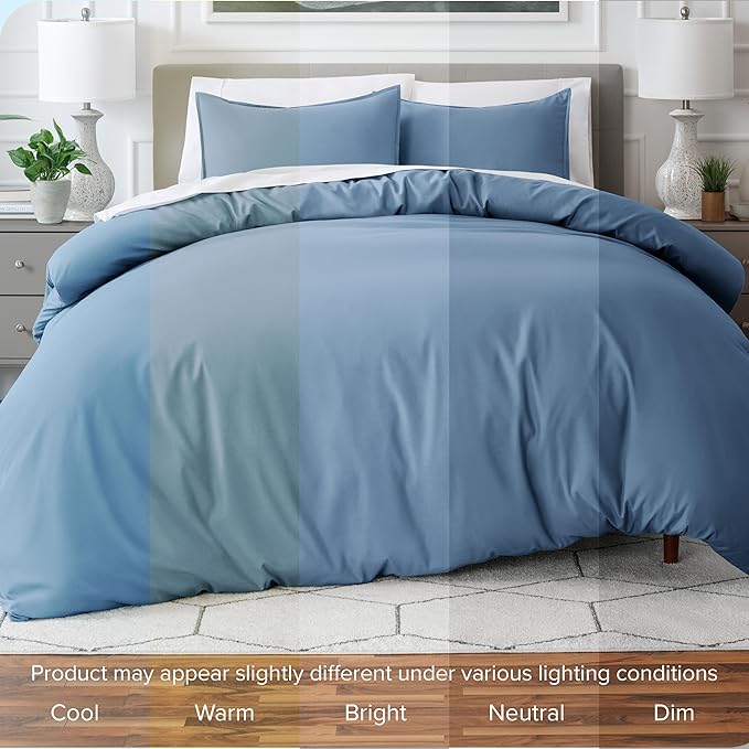 Bare Home Bedding Duvet Cover King Size - Premium 1800 Super Soft Collection - Lightweight, Cooling - Soft Breathable Bedding Duvet Cover (King, Coronet Blue)