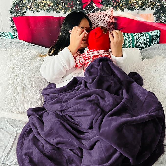 Bedsure GentleSoft Fleece Bed Blankets Large Size Purple - Soft Lightweight Fuzzy Cozy Luxury Oversized King Blanket Microfiber, Room Home Decor Gifts for Women and Men, 120x120 inches