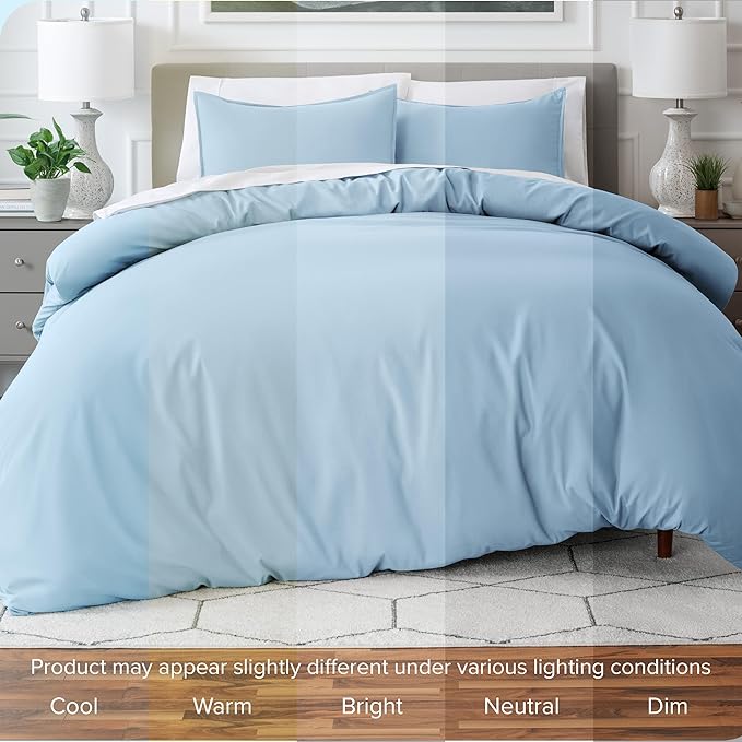 Bare Home Bedding Duvet Cover Queen Size - Premium 1800 Super Soft Collection - Lightweight, Cooling Duvet Cover - Soft Breathable Bedding (Queen, Light Blue)