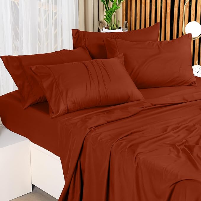Utopia Bedding King Sheet Set – 4 Piece Bed Sheets for King Size Bed, Soft and Breathable Microfiber, Includes 1 Fitted Sheet, 1 Flat Sheet and 2 Pillowcases (Orange)