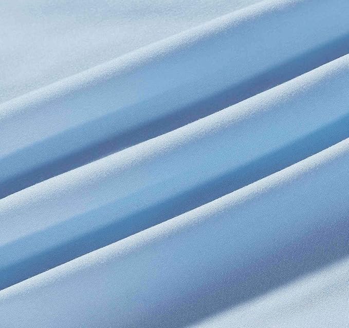 Sheets & Beyond Wrap Around Solid Microfiber Luxury Hotel Quality Fabric Bedroom Gathered Ruffled Bedding Bed Skirt 14 Inch Drop (Twin, Light Blue)