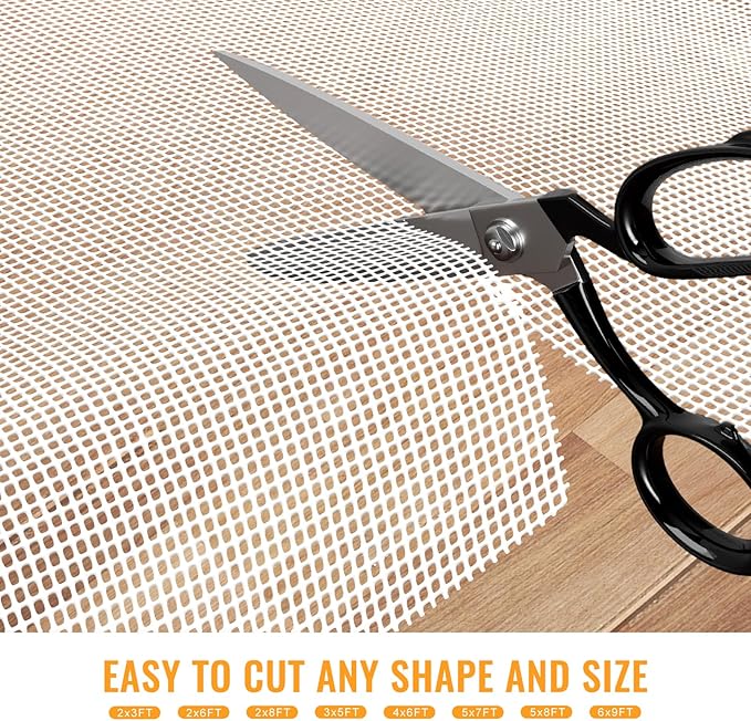Silicone Non-Slip Rug Pad, Anti Skid Thin Area Rug Pad Gripper, Under Carpet Rug Mats for Hardwood Surface Floors, Keep Rugs in Place-2x6 Ft
