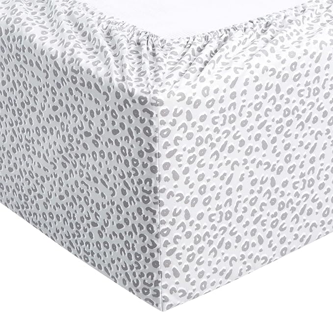 Amazon Basics Lightweight Super Soft Easy Care Microfiber 4 Piece Bed Sheet Set With 14-inch Deep Pockets - Queen, Gray Cheetah,Printed