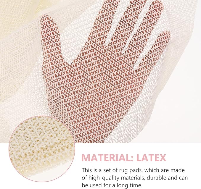 Latex Non-Slip Rug Pad Cushioning Mat Beige Ultra-Thick Protective Floor Grip for Hardwood Multi-Function Anti-Skid Carpet Underlay Noise Reducing Cushioning Pads for Area Rugs