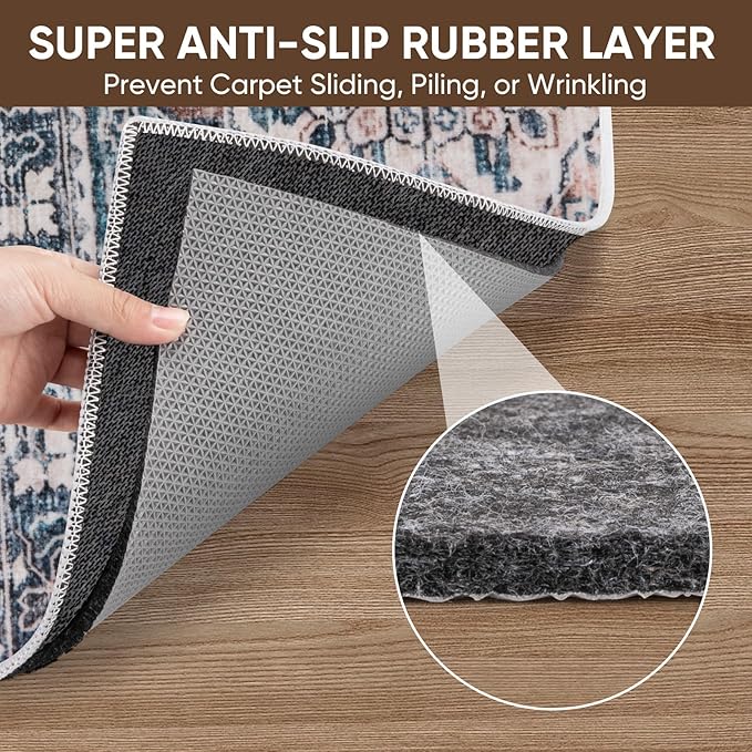 BALEINE Felt Non Slip Rug Pads, Extra Large 1/8" Thick Felt and Rubber Backing, Shock Absorbing Carpet Pad for All Carpets and Hardwood Floors (5x7 Ft)